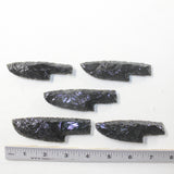 5 Small Obsidian Ornamental Knife Blades  #1335  Mountain Man Knife