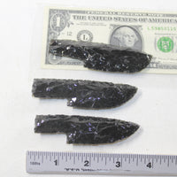 3 Small Obsidian Ornamental Knife Blades  #4939  Mountain Man Knife