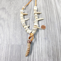 Very Large Rattlesnake Rattle Plus Antler Bead Necklace  #4150    Mountain Man Necklace