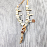 Very Large Rattlesnake Rattle Plus Antler Bead Necklace  #4150    Mountain Man Necklace