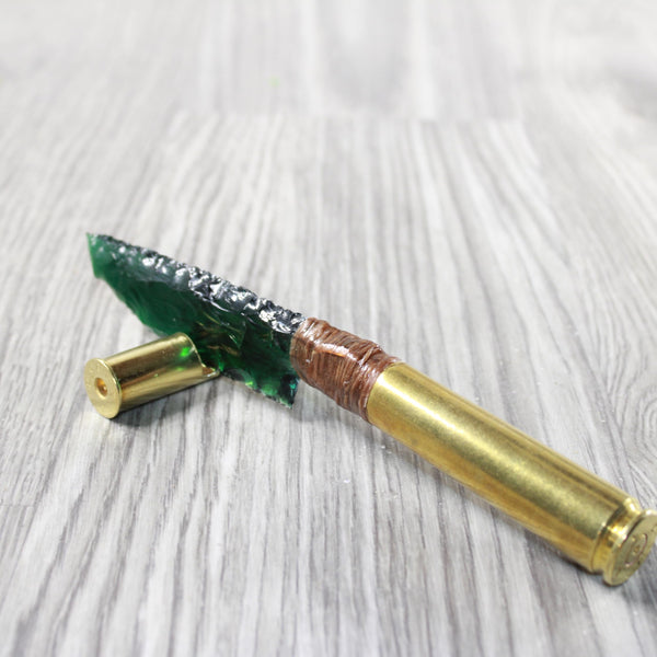 50 Cal Shell Casing Handle Glass Blade Ornamental Knife #384-2 Mountain Man Knife z