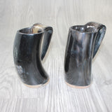 2 Horn Mugs # 4661       Medieval Tankard