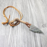 Grapevine Wood Handle Stone Blade Knife Necklace  #5252 Mountain Man Necklace za