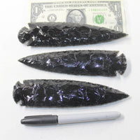 3 Obsidian Ornamental Spearheads  #6730  Arrowhead