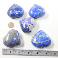 5 Lapis Hearts Combined Weight of  487 Grams #0641 Gemstone Hearts