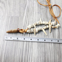 Very Large Rattlesnake Rattle Plus Antler Bead Necklace  #4150    Mountain Man Necklace