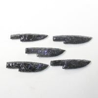 5 Obsidian Ornamental Knife Blades  #4838  Mountain Man Knife