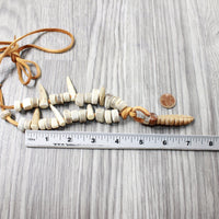 Very Large Rattlesnake Rattle Plus Antler Bead Necklace  #4150    Mountain Man Necklace