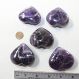 5 Amethyst Hearts Combined Weight of  426 Grams #403-1 Gemstone Hearts