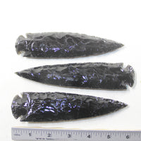 3 Obsidian Ornamental Spearheads  #583-1  Arrowhead