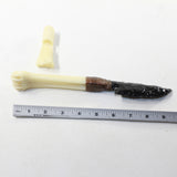 Deer Bone Handle Obsidian Blade Ornamental Knife #4542 Mountain Man Knife