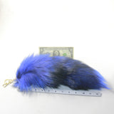 1 Dyed Blue Silver Fox Tail Keyring #9330  Taxidermy Keychain Tassel Bag Tag