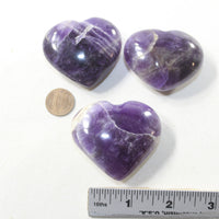 3 Amethyst  Hearts Combined Weight of  224 Grams #363-1 Gemstone Hearts