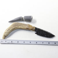 Elk Antler Handle Obsidian Blade Ornamental Knife #243-2 Mountain Man Knife