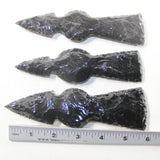 3 Obsidian Ornamental Tomahawk Heads #0842  Ax Axe Hatchet