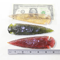 3 Glass Ornamental Spearheads  #2135  Arrowheads