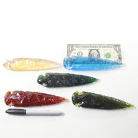 5 Glass Ornamental Spearheads  #9335  Arrowheads