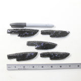 5 Small Obsidian Ornamental Knife Blades  #753-1  Mountain Man Knife