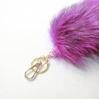 1 Dyed Pink Silver Fox Tail Keyring #9230  Taxidermy Keychain Tassel Bag Tag