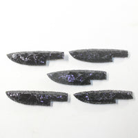 5 Obsidian Ornamental Knife Blades  #813-1  Mountain Man Knife