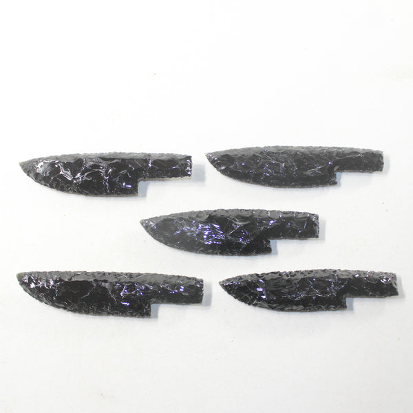 5 Obsidian Ornamental Knife Blades  #813-1  Mountain Man Knife