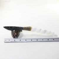 Selenite Spiral Handle Obsidian Blade Ornamental Knife #3341 Mountain Man Knife