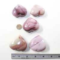 5 Mookaite Hearts Combined Weight of  424 Grams #283-1 Gemstone Hearts