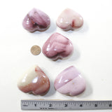5 Mookaite Hearts Combined Weight of  424 Grams #283-1 Gemstone Hearts