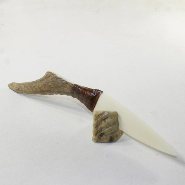 Moose Antler Handle Bone Blade Ornamental Knife #1941 Mountain Man Knife