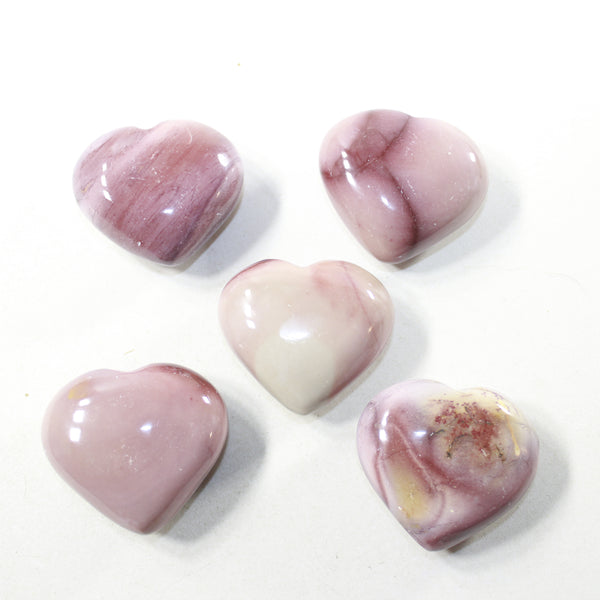 5 Mookaite Hearts Combined Weight of  434 Grams #473-1 Gemstone Hearts
