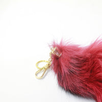 1 Dyed Red Silver Fox Tail Keyring #9630  Taxidermy Keychain Tassel Bag Tag