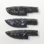 3 Small Obsidian Ornamental Knife Blades  #4939  Mountain Man Knife
