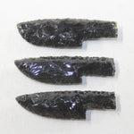 3 Small Obsidian Ornamental Knife Blades  #6939  Mountain Man Knife