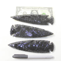 3 Obsidian Ornamental Spearheads  #2535  Arrowhead