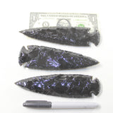 3 Obsidian Ornamental Spearheads  #2535  Arrowhead