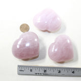 3 Rose Quartz Hearts Combined Weight of  255 Grams #5041 Gemstone Hearts