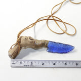 Grapevine Wood Handle Glass Blade Knife Necklace  #9939 Mountain Man Necklace