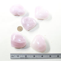 5 Rose Quartz Hearts Combined Weight of  477 Grams #7241 Gemstone Hearts