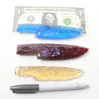 3 Glass Ornamental Knife Blades #4942 Mountain Man Knife