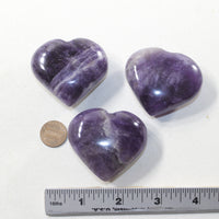 3 Amethyst  Hearts Combined Weight of  243 Grams #413-1 Gemstone Hearts z