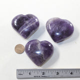 3 Amethyst  Hearts Combined Weight of  243 Grams #413-1 Gemstone Hearts z