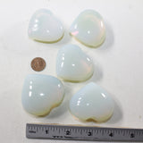 5 Opalite Hearts Combined Weight of  391 Grams #8441 Gemstone Hearts