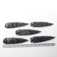 5 Obsidian Ornamental Spearheads  #613-1  Arrowhead