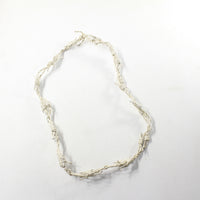 1 Leather Barbed Wire Necklace Pearl Colored   #903-1