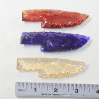 3 Small Glass Ornamental Knife Blades  #7938