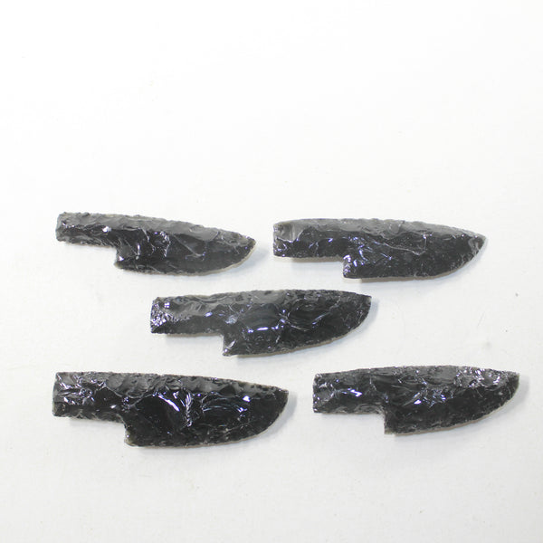 5 Small Obsidian Ornamental Knife Blades  #1335  Mountain Man Knife