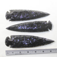 3 Obsidian Ornamental Spearheads  #723-1  Arrowhead