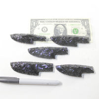 5 Small Obsidian Ornamental Knife Blades  #1335  Mountain Man Knife