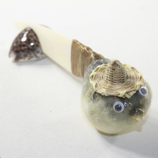 Puffer Fish Handle Bone Blade Ornamental Knife #273-2 Mountain Man Knife