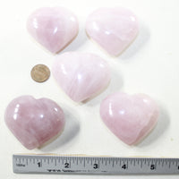 5 Rose Quartz Hearts Combined Weight of  451 Grams #9541 Gemstone Hearts